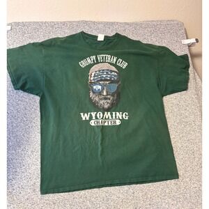 Fruit of the Loom T-Shirt Mens 2XL Green Veteran Grumpy